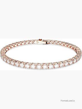 Round Cut Crystal Tennis Bracelet Toggle Clasp Chain 6.88 inches